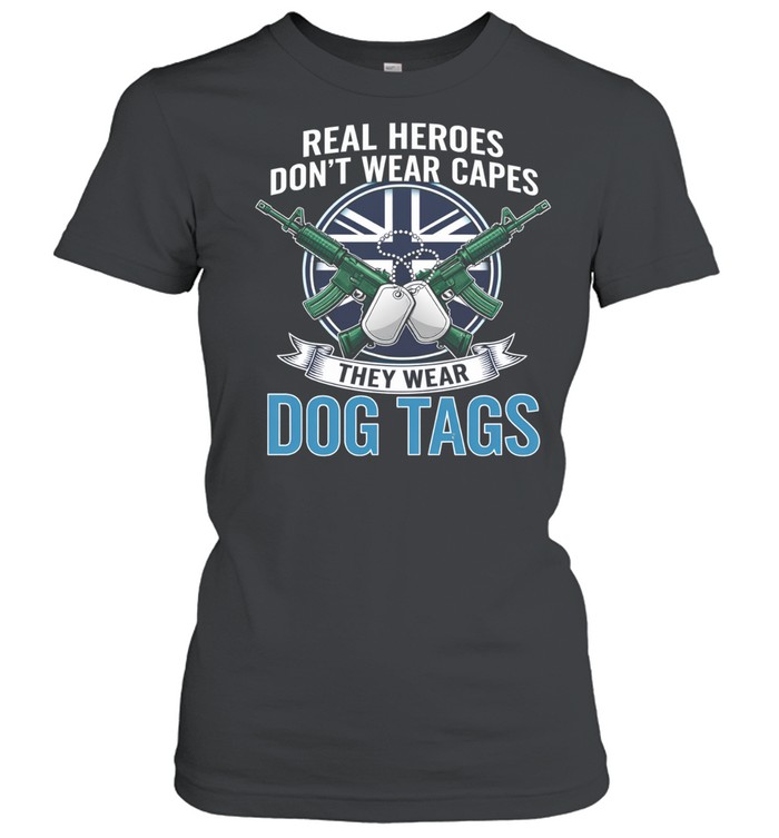 Real Heroes Dont Wear Capes They Wear Dog Tags Military Veteran Women T-Shirt
