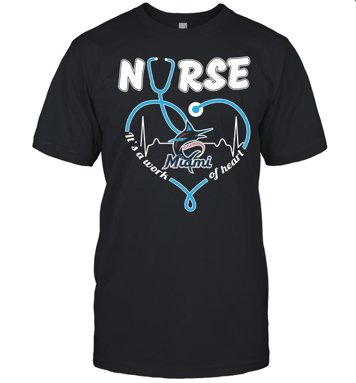 Miami Marlins nurse it’s a work of heart stethoscope shaped heart Unisex T-Shirt