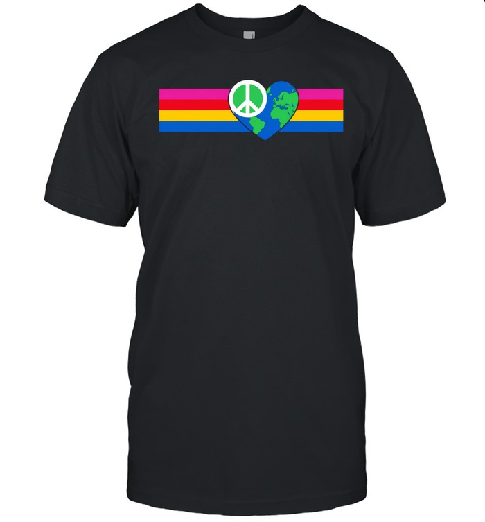Rainbow peace with Earth heart shape Unisex T-Shirt