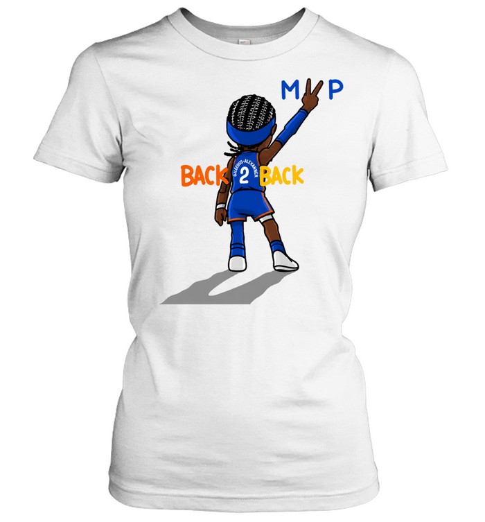 Shai Gilgeous Alexander Cartoon Caricature Oklahoma City Thunder Basketball Mvp Back 2 Back Women T-Shirt