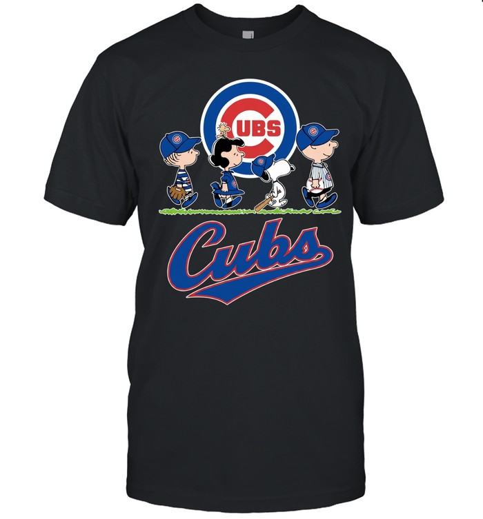 Snoopy Charlie Brown Linus and Lucy wearing Chicago Cubs baseball jersey Unisex T-Shirt