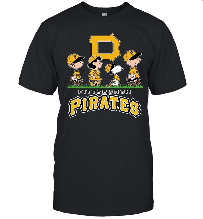 Snoopy Charlie Brown Linus and Lucy wearing Pittsburgh Pirates baseball jersey Unisex T-Shirt