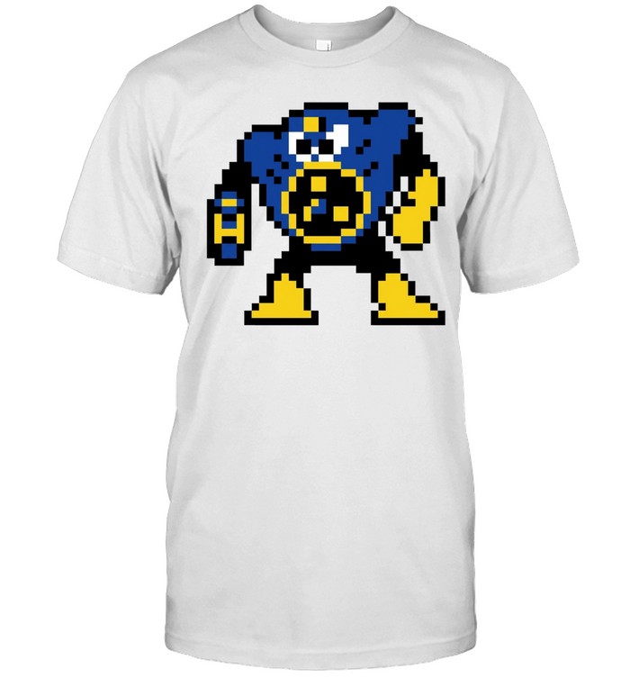 Blue robot pixel art Mega Man style Unisex T-Shirt