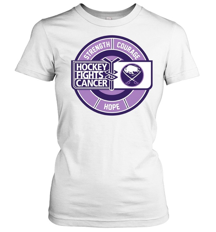 Buffallo Sabres hockey fights cancer strength courage hope Women T-Shirt