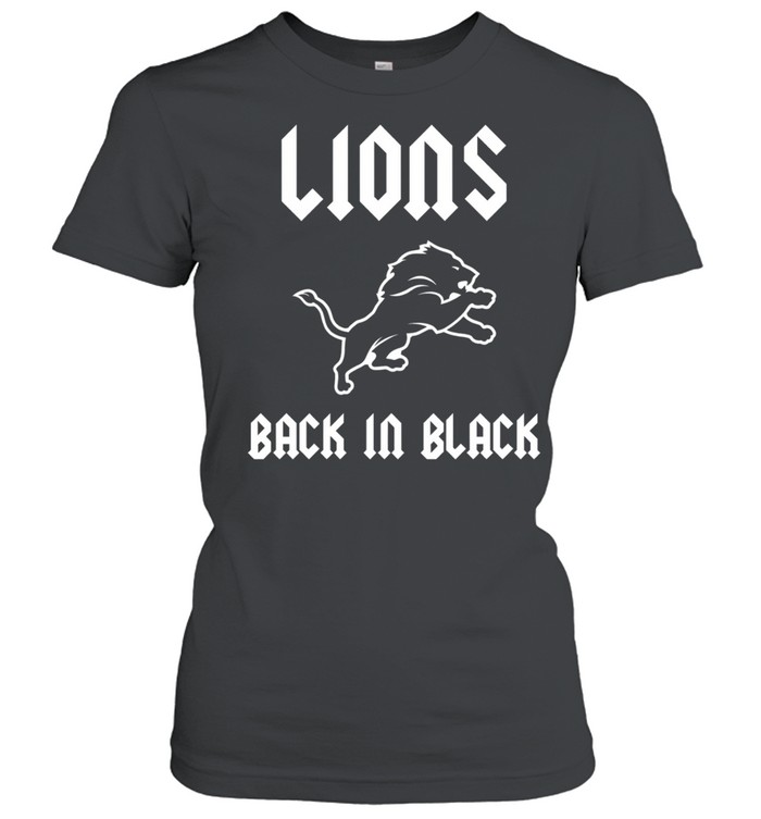Detroit Lions back in black logo Women T-Shirt