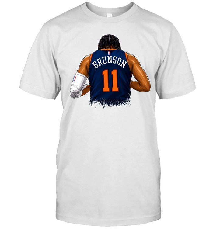Jalen Brunson New York Knicks No 11 Low Poly Back View Basketball Unisex T-Shirt