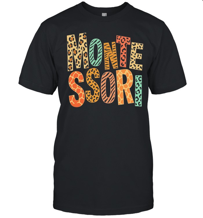 Montessori leopard print text Unisex T-Shirt