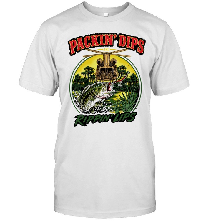 Packin’ Dips and Rippin’ Lips Fishing Helicopter Unisex T-Shirt