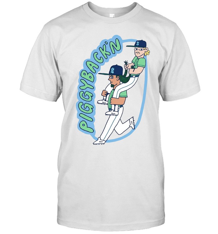 Piggybackn Baseball Players Long Hair Funny Cartoon Sports Fan Unisex T-Shirt
