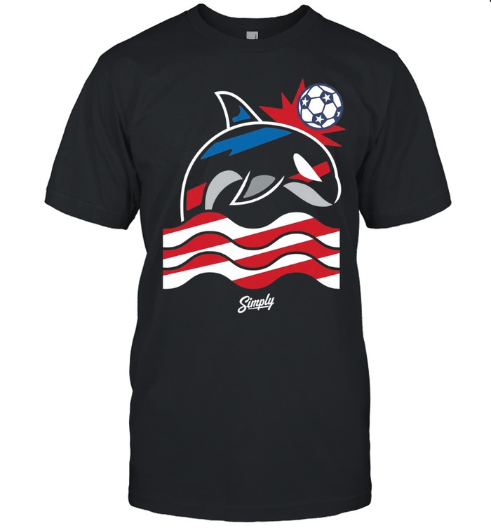 Simply Wild Whale Stars and Stripes Soccer Unisex T-Shirt