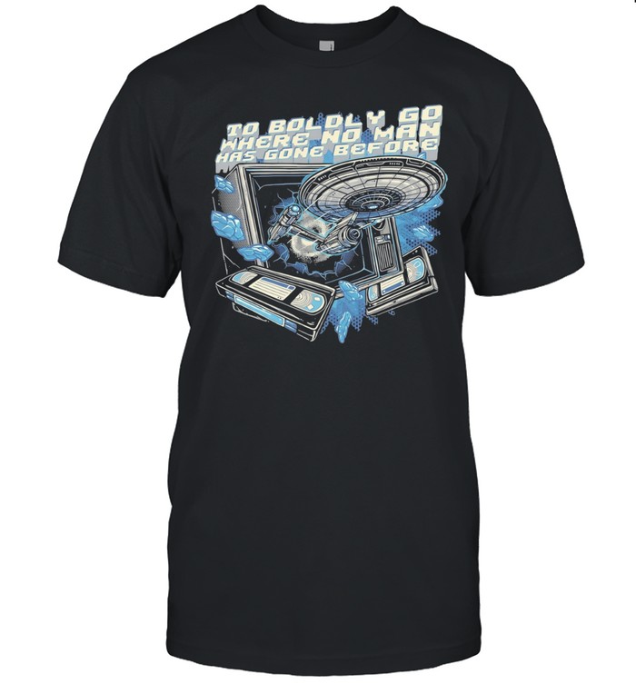Star Enterprise ship bursting through TV to boldly go Unisex T-Shirt