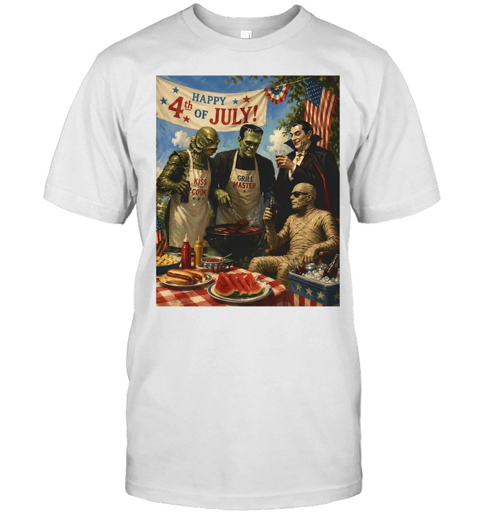 Universal Monsters Happy 4th of July Kiss the Cook Grill Unisex T-Shirt