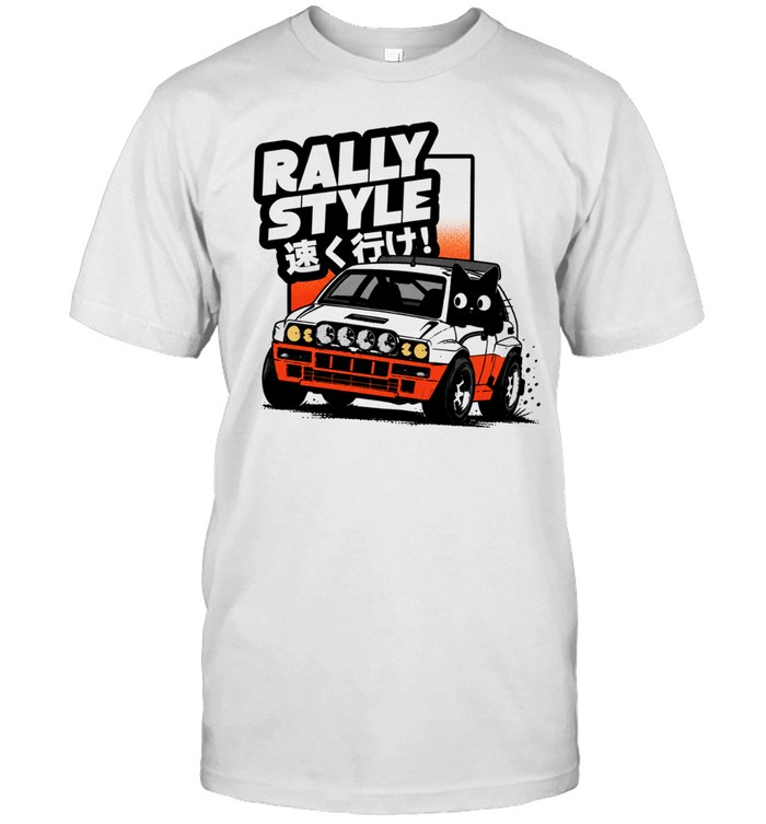 Black cat rally car rally style Unisex T-Shirt