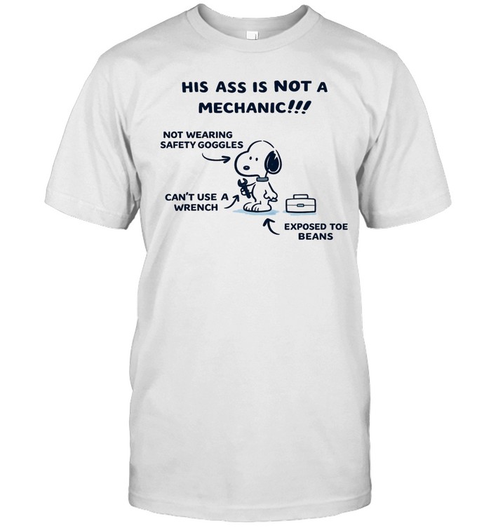 Cartoon Sketch Style Snoopy Not A Mechanic with Exposed Toe Beans Funny Parody Unisex T-Shirt