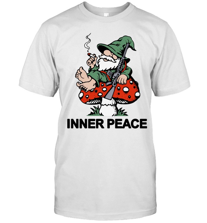 Gnome Smoking with Rifle Inner Peace stoner humor Unisex T-Shirt