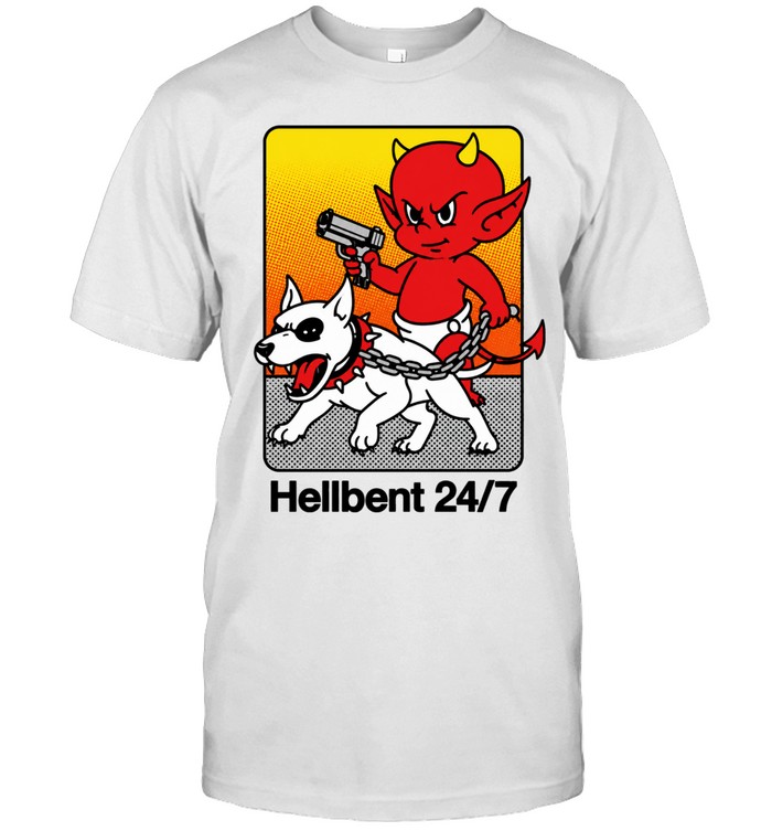 Hellbent 24 7 Distressed Devil and Pitbull Unisex T-Shirt