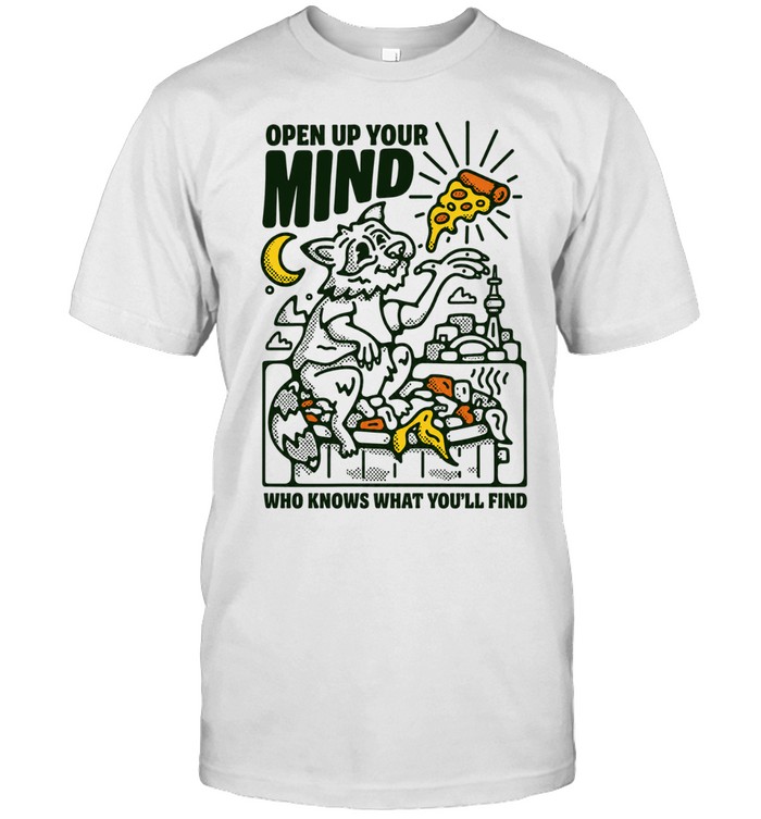 Open Up Your Mind Who Knows What You’ll Find Raccoon Pizza Unisex T-Shirt