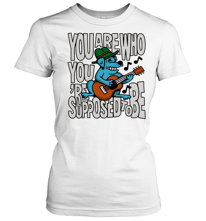You Are Who You’re Supposed to Be Retro Dog Guitarist Women T-Shirt